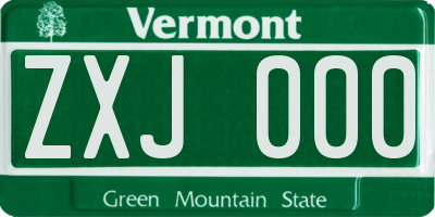 VT license plate ZXJ000