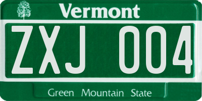 VT license plate ZXJ004