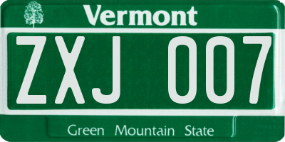 VT license plate ZXJ007