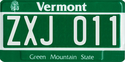 VT license plate ZXJ011