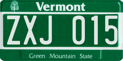 VT license plate ZXJ015