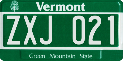 VT license plate ZXJ021