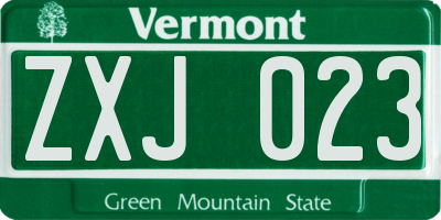 VT license plate ZXJ023