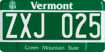 VT license plate ZXJ025