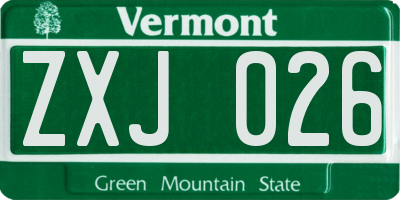 VT license plate ZXJ026