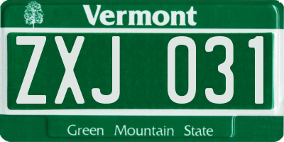 VT license plate ZXJ031