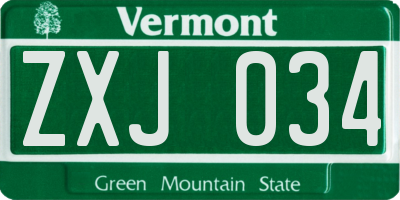 VT license plate ZXJ034