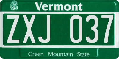 VT license plate ZXJ037