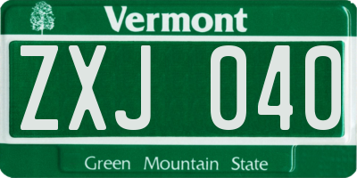 VT license plate ZXJ040