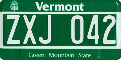 VT license plate ZXJ042