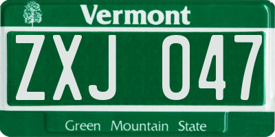VT license plate ZXJ047