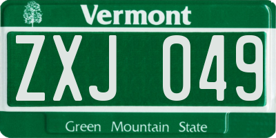 VT license plate ZXJ049