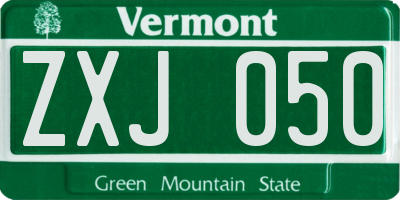 VT license plate ZXJ050