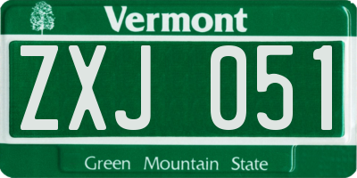 VT license plate ZXJ051