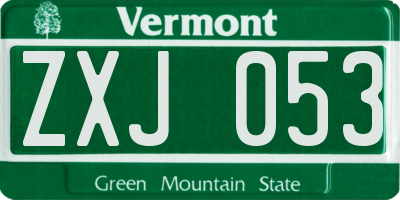 VT license plate ZXJ053