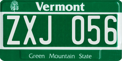 VT license plate ZXJ056