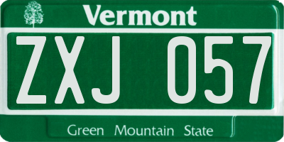 VT license plate ZXJ057