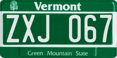 VT license plate ZXJ067