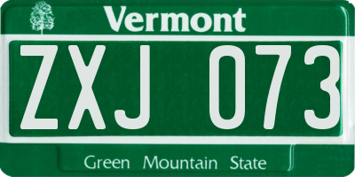 VT license plate ZXJ073
