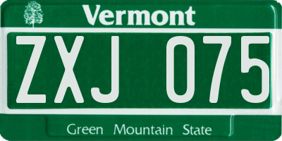 VT license plate ZXJ075