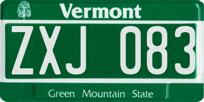 VT license plate ZXJ083