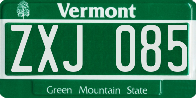 VT license plate ZXJ085