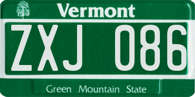 VT license plate ZXJ086
