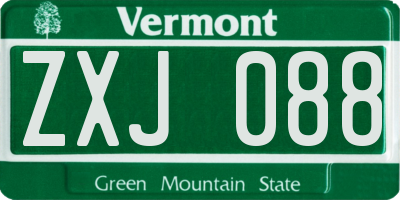 VT license plate ZXJ088