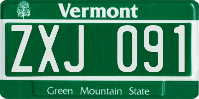 VT license plate ZXJ091