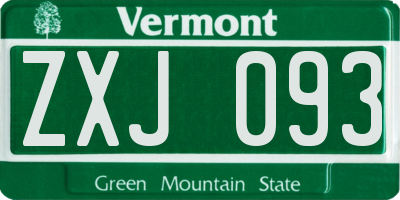 VT license plate ZXJ093