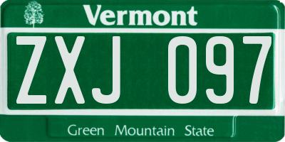 VT license plate ZXJ097