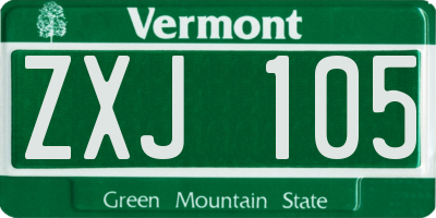 VT license plate ZXJ105