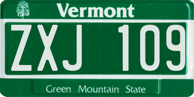 VT license plate ZXJ109