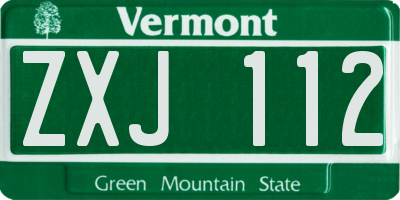 VT license plate ZXJ112