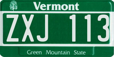 VT license plate ZXJ113