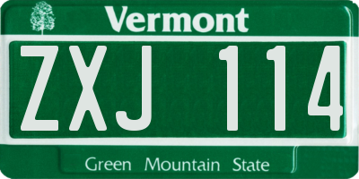 VT license plate ZXJ114