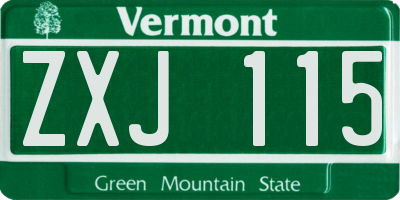 VT license plate ZXJ115