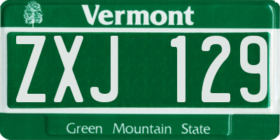 VT license plate ZXJ129