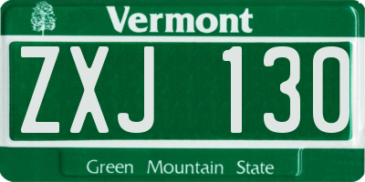 VT license plate ZXJ130