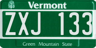 VT license plate ZXJ133