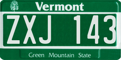 VT license plate ZXJ143