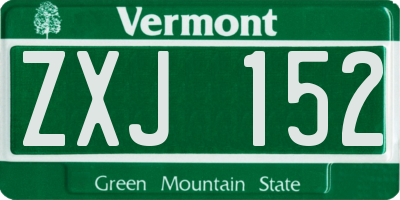 VT license plate ZXJ152