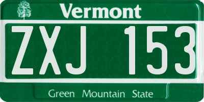 VT license plate ZXJ153