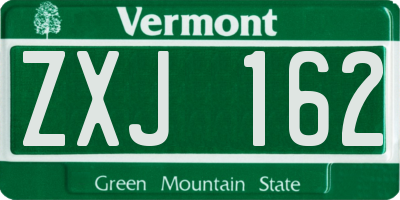 VT license plate ZXJ162