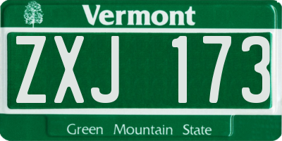 VT license plate ZXJ173