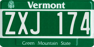 VT license plate ZXJ174