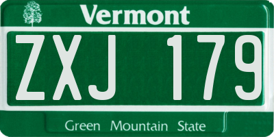VT license plate ZXJ179
