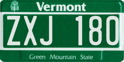 VT license plate ZXJ180