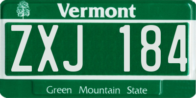 VT license plate ZXJ184