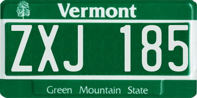 VT license plate ZXJ185